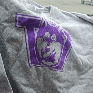 Gray Sweatshirt with Purple Husky Graphic